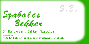 szabolcs bekker business card